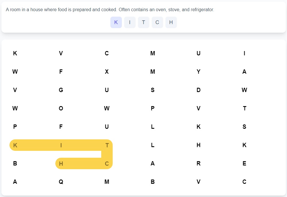 Step 1: Find the word in grid